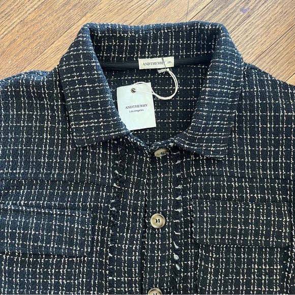 AndTheWhy Tweed Shacket in Black/Beige Thread Textured Size 2XL - Picture 2 of 7
